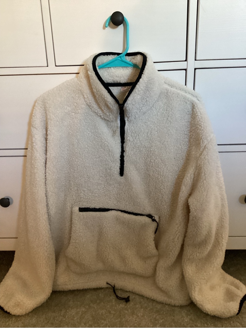 Men's Cream Sherpa Half-Zip Pullover Sweater